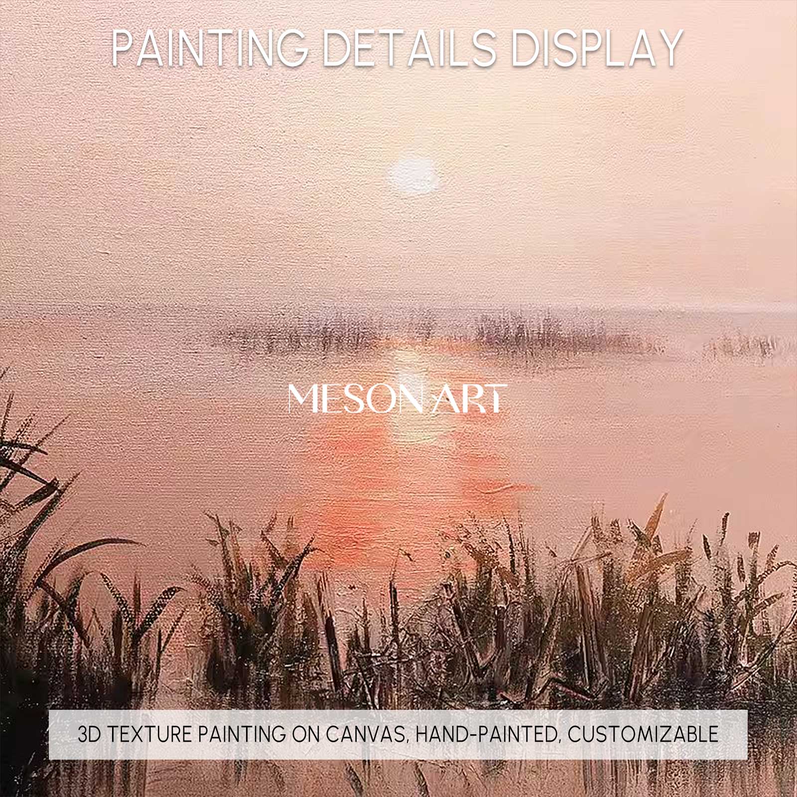 Large Luxurious black and gold landscape wall art Beautiful sunset landscape texture oil painting by the river
