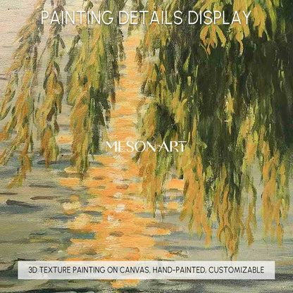 Lakeside Green Leaves Landscape Oil Painting Original Landscape Canvas Art Green Landscape Wall Art