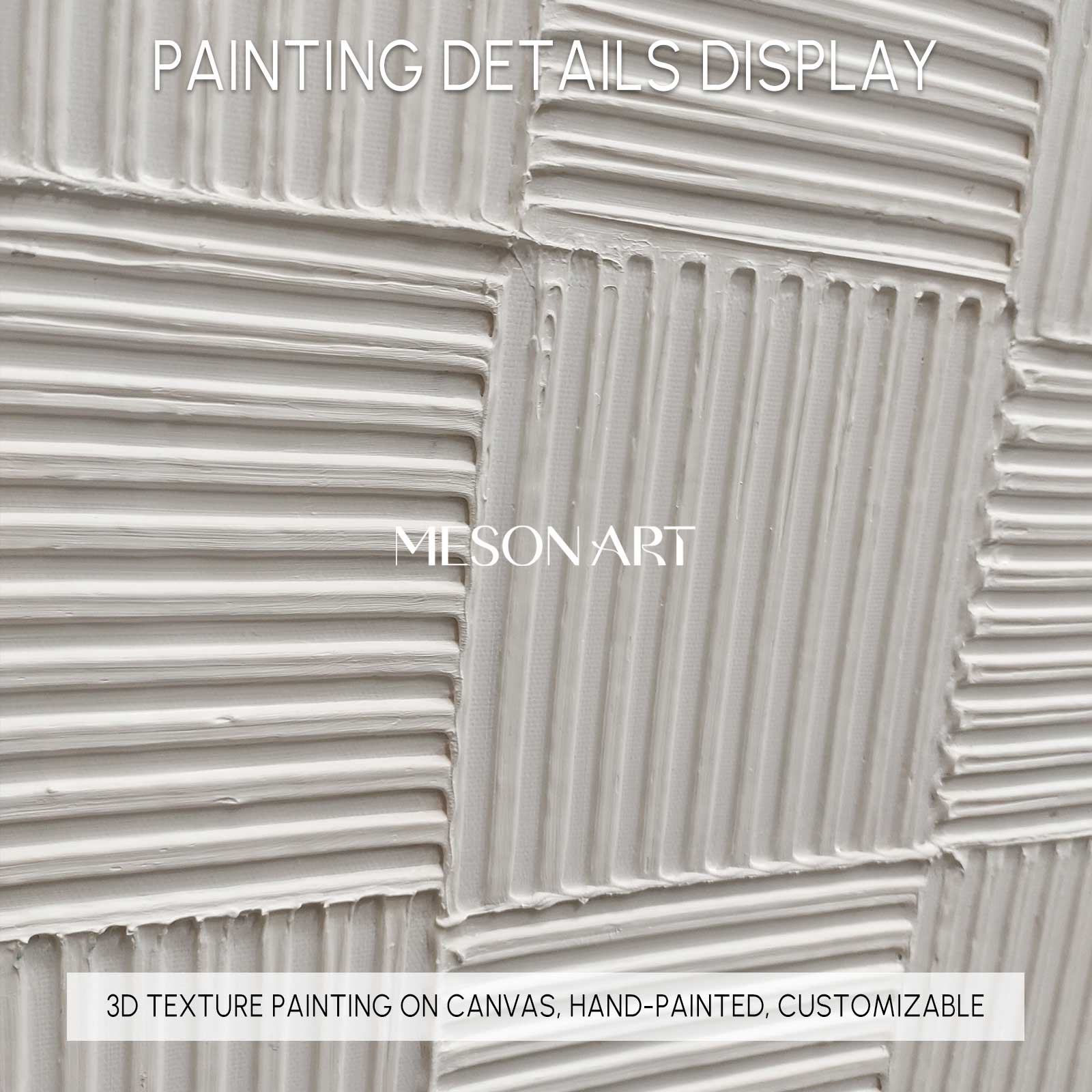 White 3D Textured Wall Art White Plaster 3D Abstract Painting White 3D Minimalist Canvas Art
