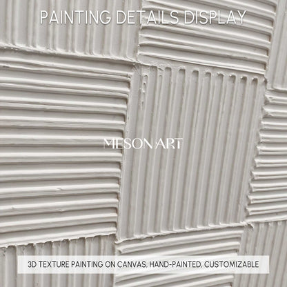 White 3D Textured Wall Art White Plaster 3D Abstract Painting White 3D Minimalist Canvas Art