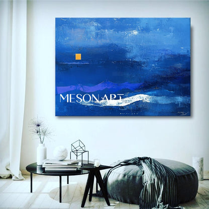 Contemporary Light Blue Abstract Canvas Wall Art Light Blue Abstract Minimalist Paintings for Sale