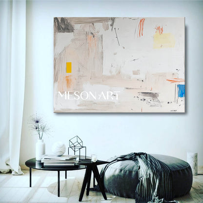 Modern Ivory White Abstract Canvas Art Ivory White Abstract Minimalist Canvas Wall Paintings for Sale