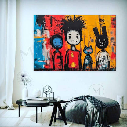 Cute children's graffiti abstract painting Cute graffiti abstract canvas wall art decoration