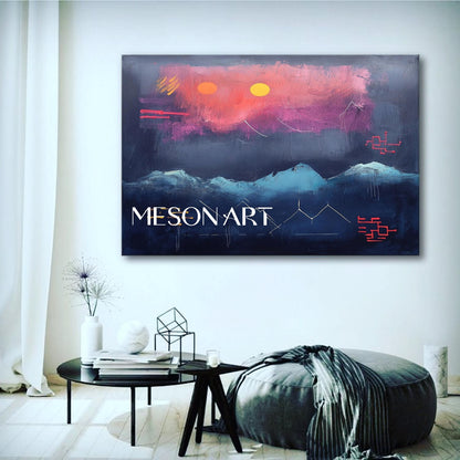 Large Modern Blue Abstract Landscape Canvas Art for Sale Landscape Minimalist Wall Painting