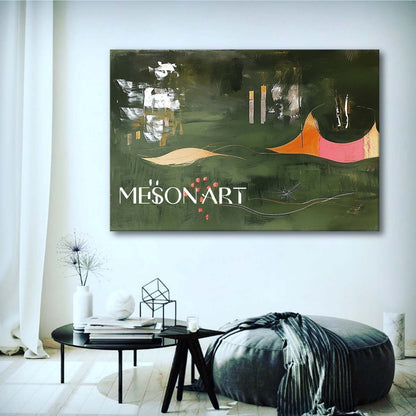 Large Modern Green Abstract Canvas Wall Art Green Abstract Landscape Wall Paintings