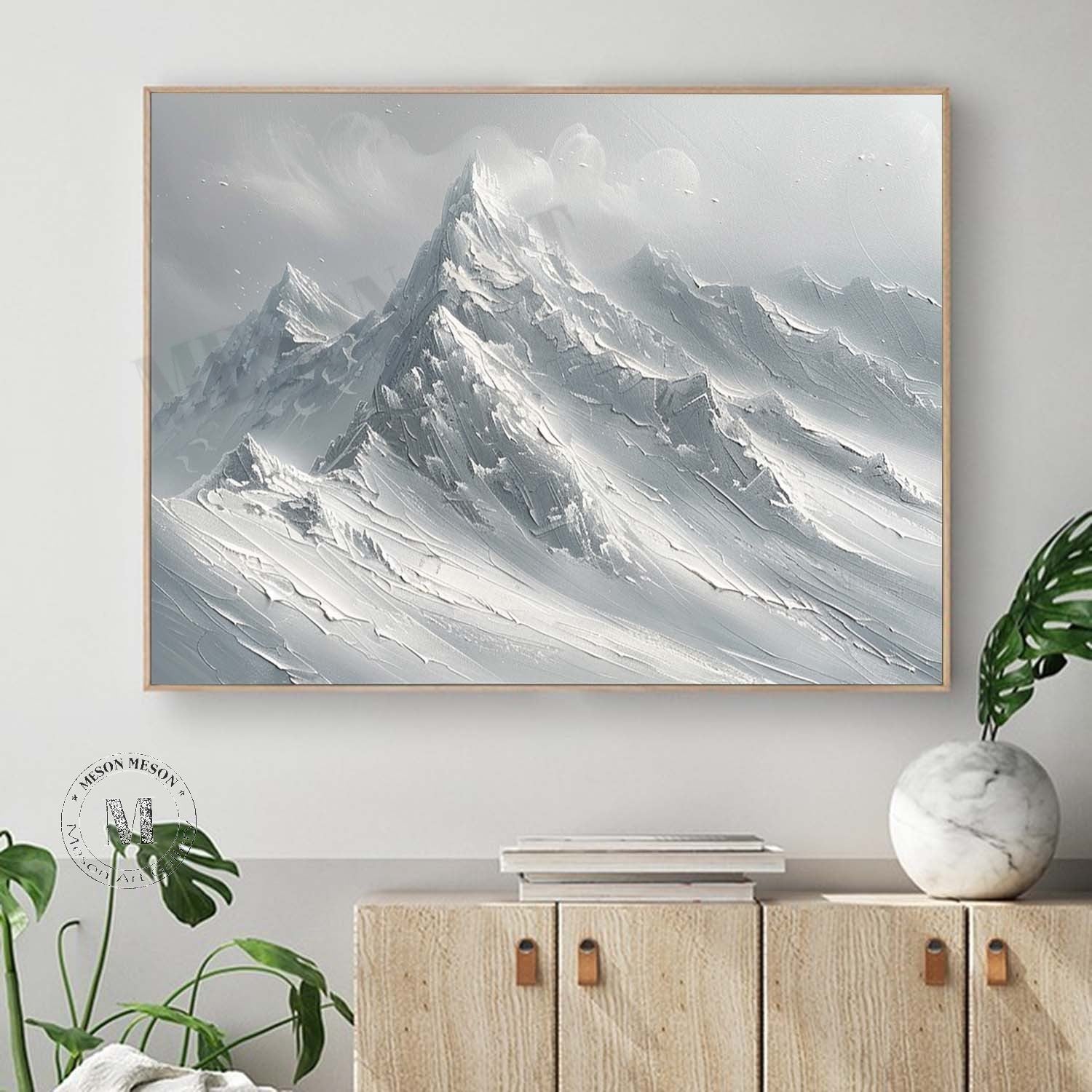 Silver and Grey Snow Mountain Canvas Art Silver and Grey Canvas Wall Art Decorative Painting