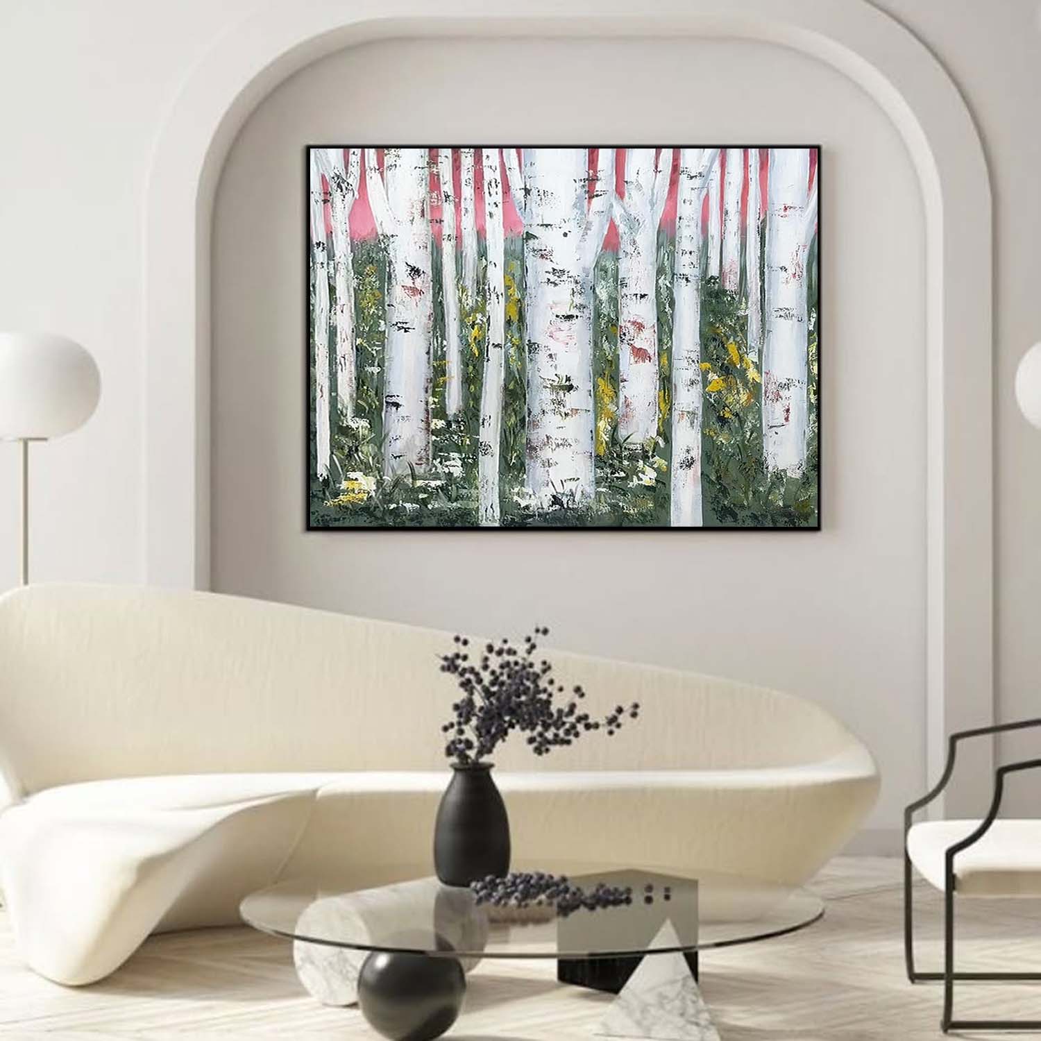 Large Birch Tree Wall Art Decor for Sale Birch Tree Texture Painting Birch Tree Art on Canvas
