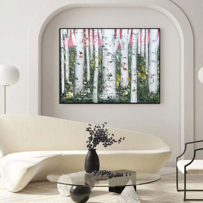 Large Birch Tree Wall Art Decor for Sale Birch Tree Texture Painting Birch Tree Art on Canvas