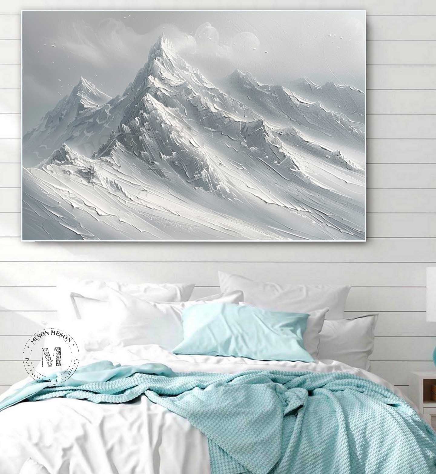 Silver and Grey Snow Mountain Canvas Art Silver and Grey Canvas Wall Art Decorative Painting