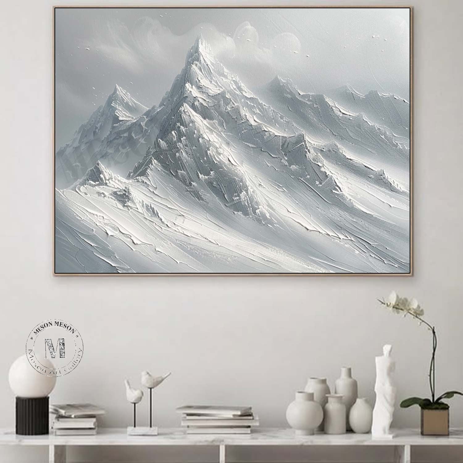 Silver and Grey Snow Mountain Canvas Art Silver and Grey Canvas Wall Art Decorative Painting