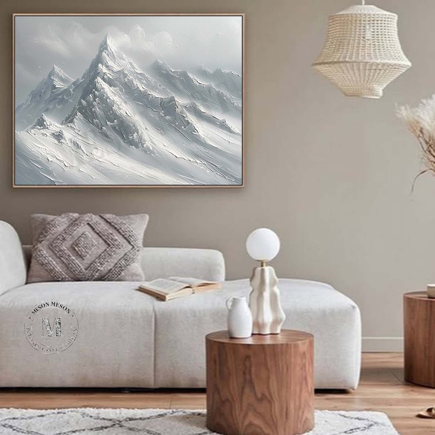 Silver and Grey Snow Mountain Canvas Art Silver and Grey Canvas Wall Art Decorative Painting