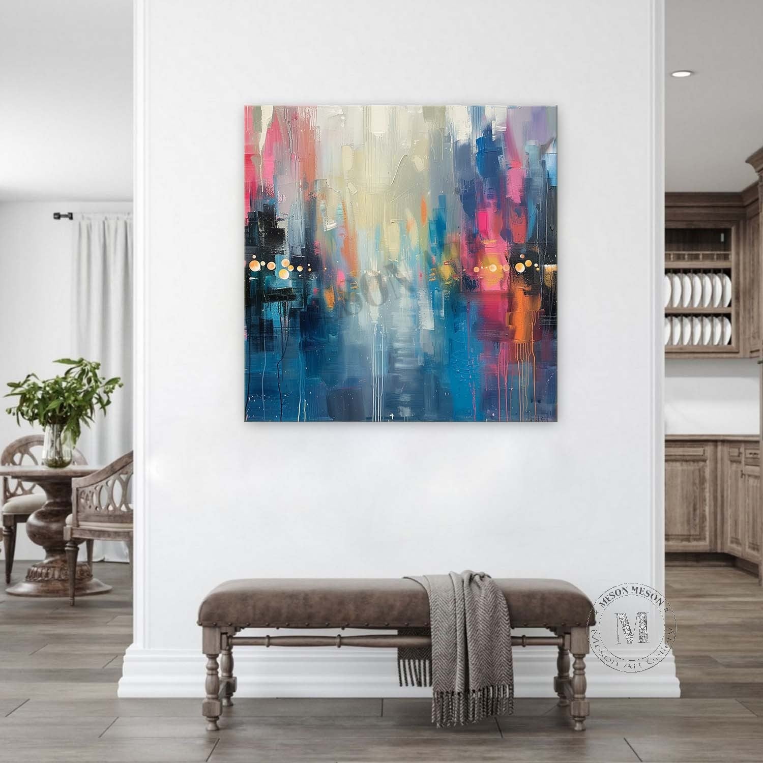 Blue Night City Abstract Art for Sale 50*50 Blue Night City Canvas Wall Decor Art Decoration