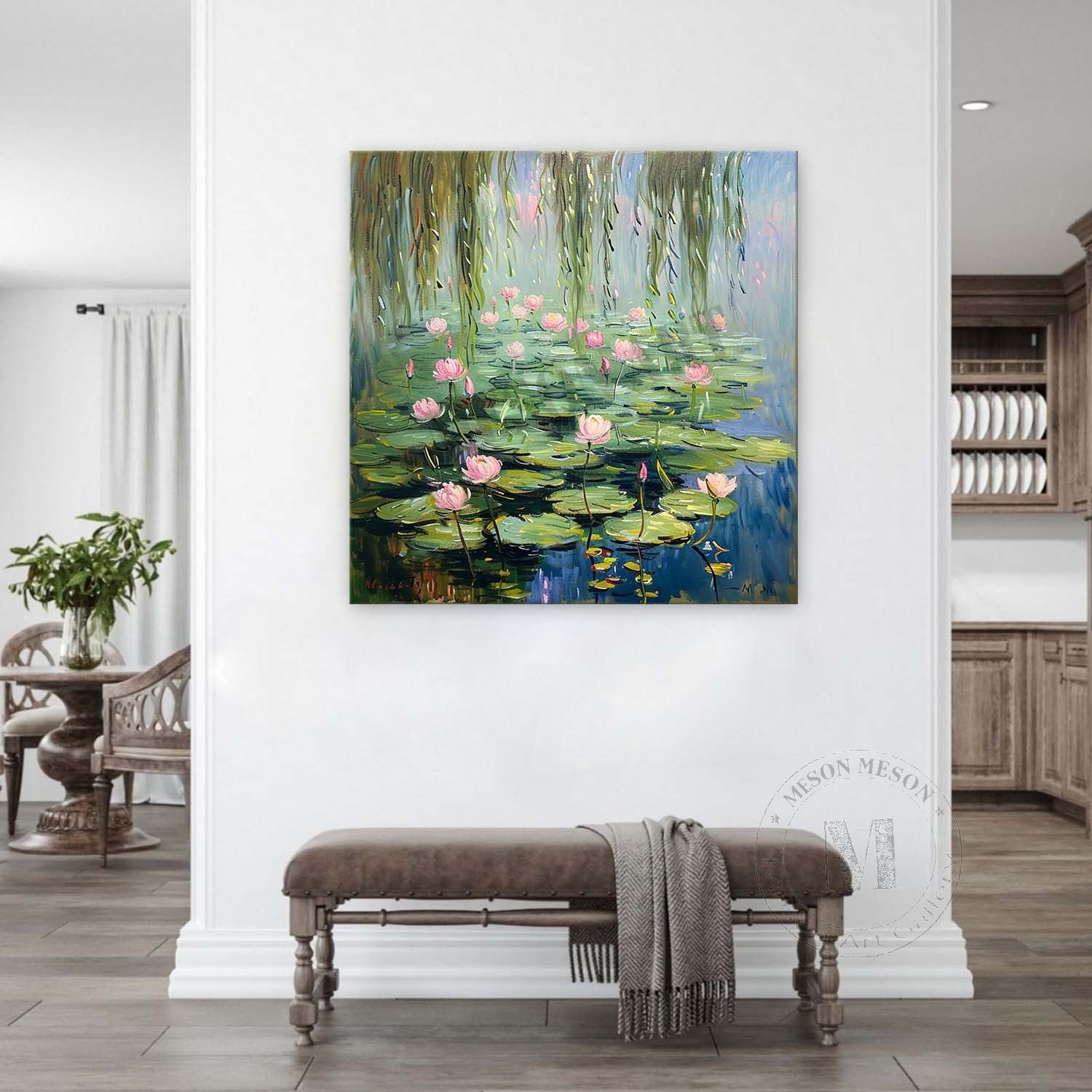 72*72 Green Monet Lotus Canvas Art for Sale Monet Lotus Canvas Wall Art Decor Hanging Painting