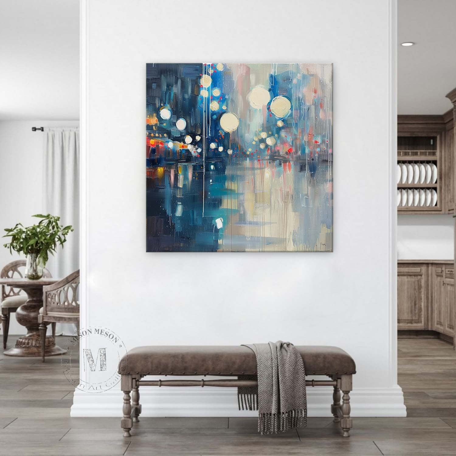 Night City Neon Light Abstract Art Canvas for Sale 60*60 Night City Wall Art Decor Hanging Painting