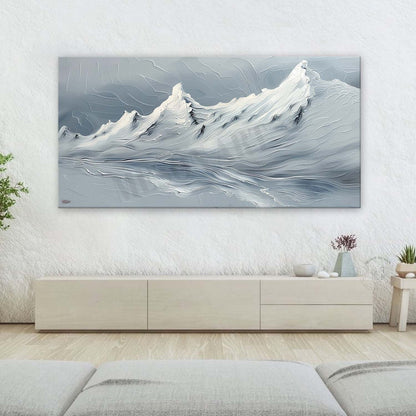 White and Green Snowy Mountain Landscape Canvas Art White and Green Snowy Mountain Wall Art Decor