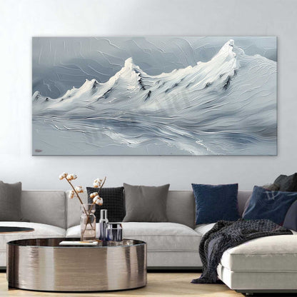White and Green Snowy Mountain Landscape Canvas Art White and Green Snowy Mountain Wall Art Decor
