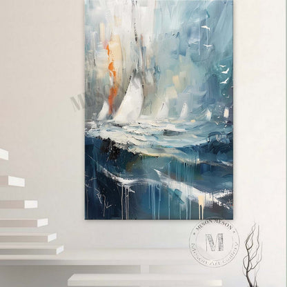 Sailing boats on the sea canvas art for sale Sailing boats on the sea landscape wall art decoration