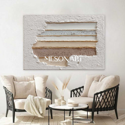Large 3D White Abstract Plaster Canvas Art White Texture Painting White Plaster Wall Art Decoration