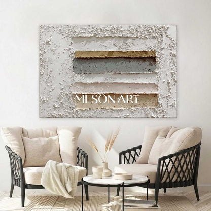 Large 3D White Plaster Texture Painting White Abstract Texture Canvas Art White Wall Art Decoration