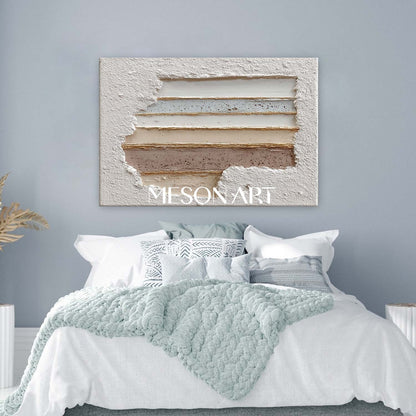 Large 3D White Abstract Plaster Canvas Art White Texture Painting White Plaster Wall Art Decoration