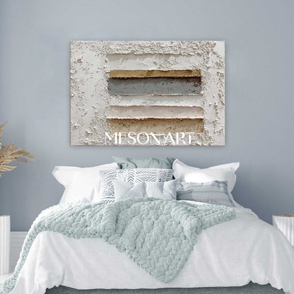 Large 3D White Plaster Texture Painting White Abstract Texture Canvas Art White Wall Art Decoration