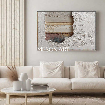 Large 3D Ivory White Abstract Canvas Art Ivory White Texture Painting Ivory White Wall Art Decor