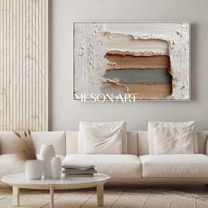 Large 3D White Abstract Texture Canvas Art White Plaster Texture Painting White Wall Art Decoration