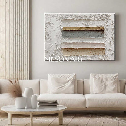 Large 3D White Plaster Texture Painting White Abstract Texture Canvas Art White Wall Art Decoration