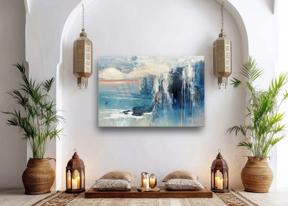 Contemporary Blue Abstract Oil Painting for Sale Blue Modern Minimalist Canvas Wall Art