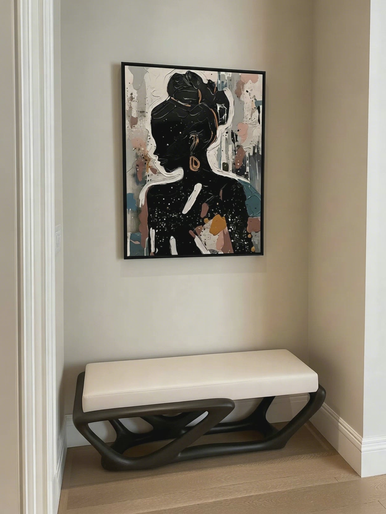 Black Abstract Woman Oil Painting Black Abstract Woman Canvas Art Texture Figure Wall Decor Painting