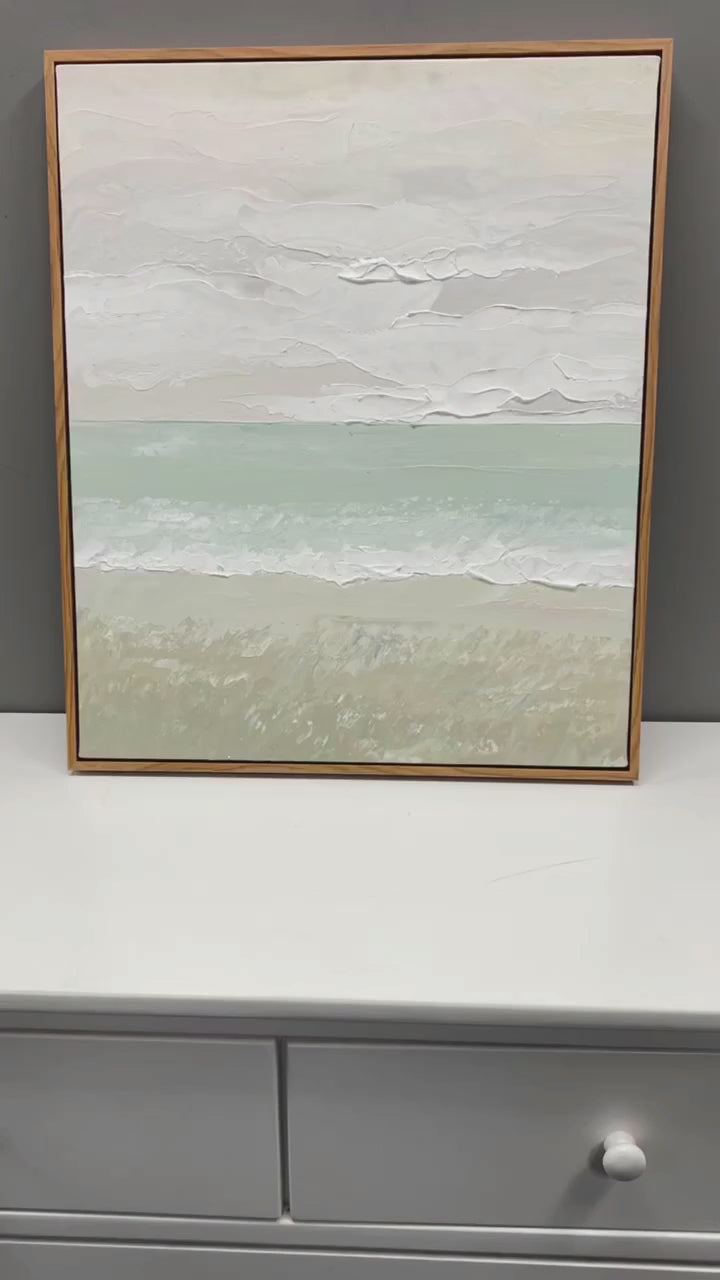Abstract Cloud and Sea Landscape Painting Wabi Sabi Mural Minimalist Canvas Art Living Room Painting