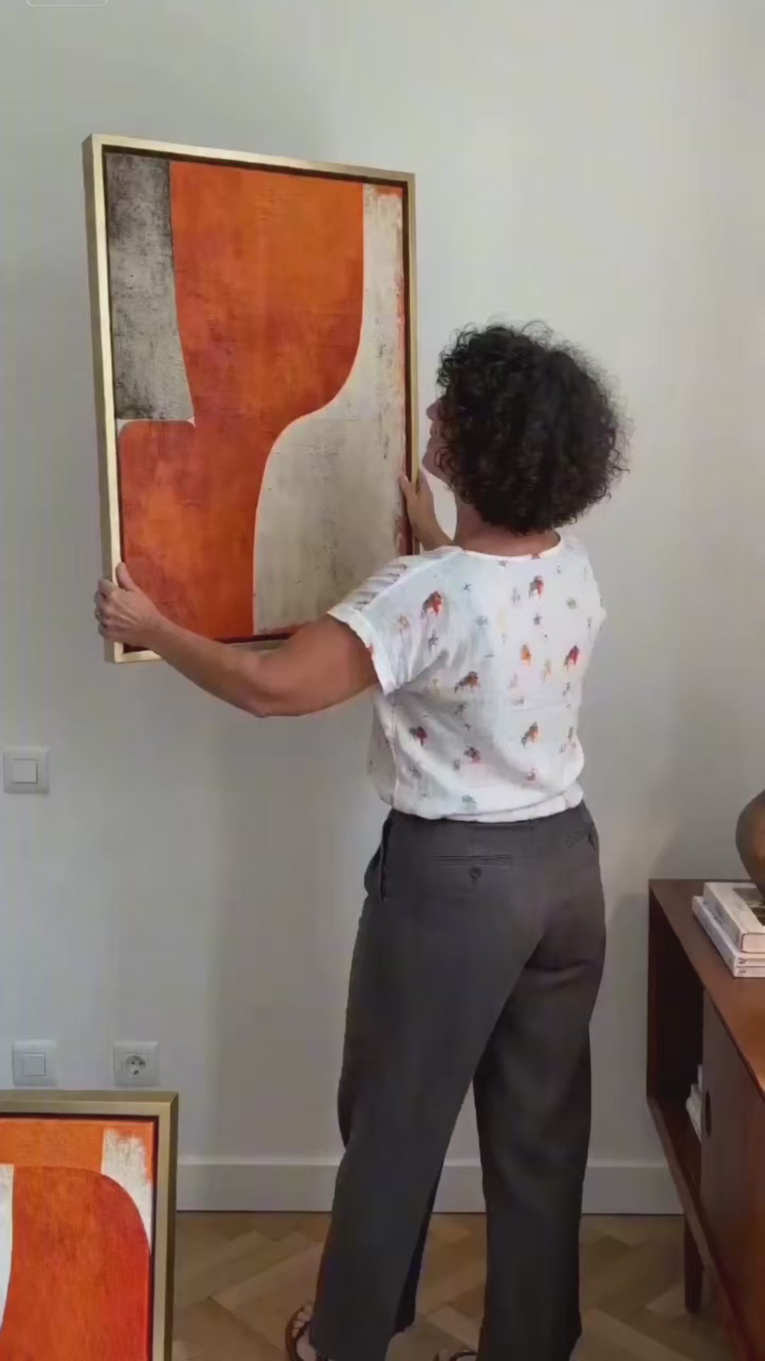 Load video: Modern Abstract Wall Art Minimalist Orange Geometric Abstract Painting