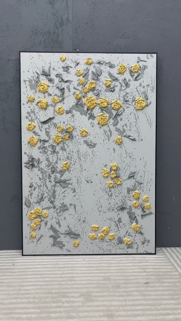Yellow Plum Blossom Texture Painting Yellow Flower Art on Canvas Yellow Plum Blossom Wall Art Decor