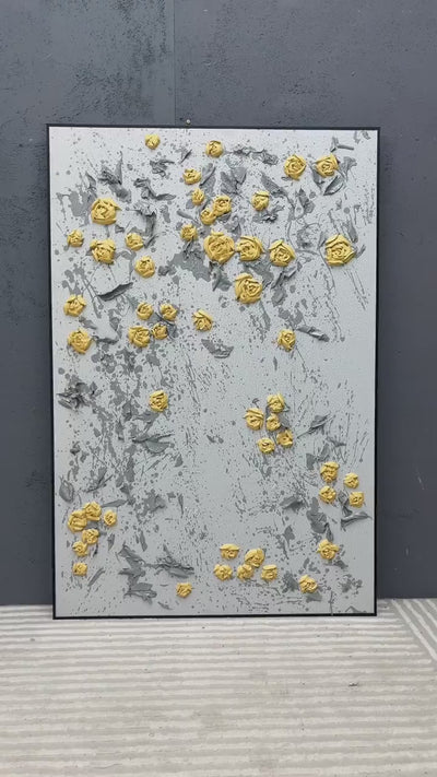 Yellow Plum Blossom Texture Painting Yellow Flower Art on Canvas Yellow Plum Blossom Wall Art Decor