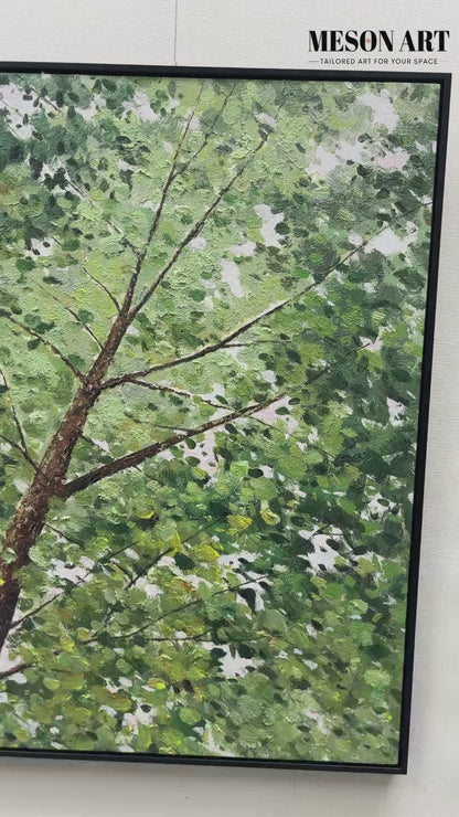 Big Green Textured Tree Painting Green Tree Textured Canvas Wall Art 3D Green Tree Acrylic Painting