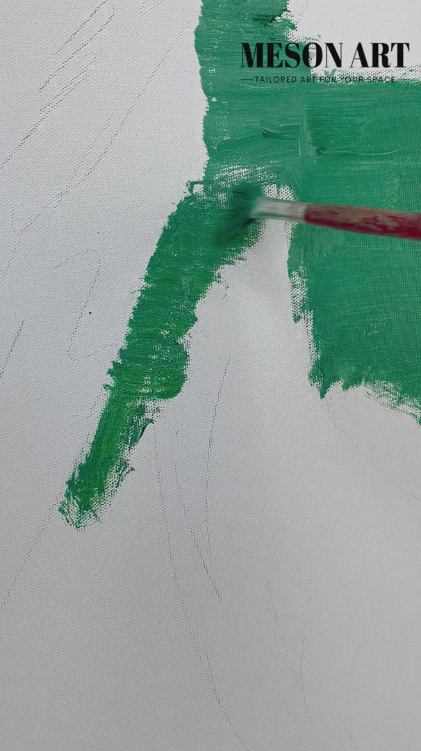 Green And White Abstract Oil Painting For Sale Green Abstract Art On Canvas Textured Wall Art