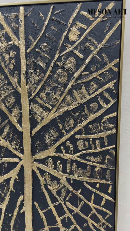 Gold and Black 3D Abstract Painting 3D Textured Wall Art 3D Plaster Art Luxury Decorative Painting