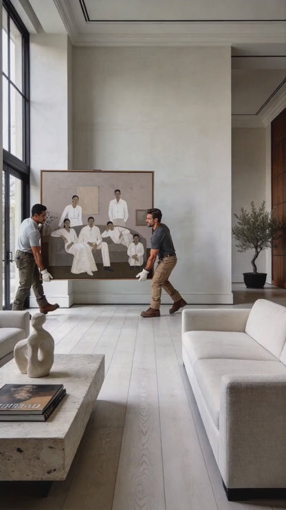 Minimalist Family Portrait Art In Neutral Tones For Modern Living Room Decor