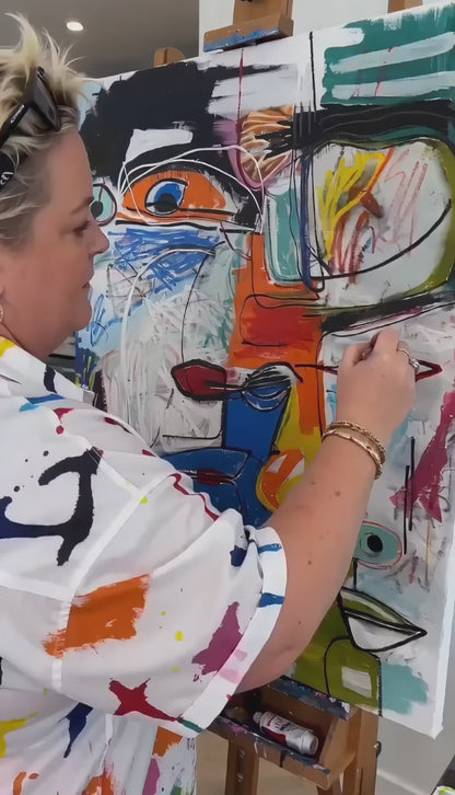 Colorful Graffiti Abstract Art Portrait Graffiti Abstract Art for Sale Picasso Style Abstract Wall Art