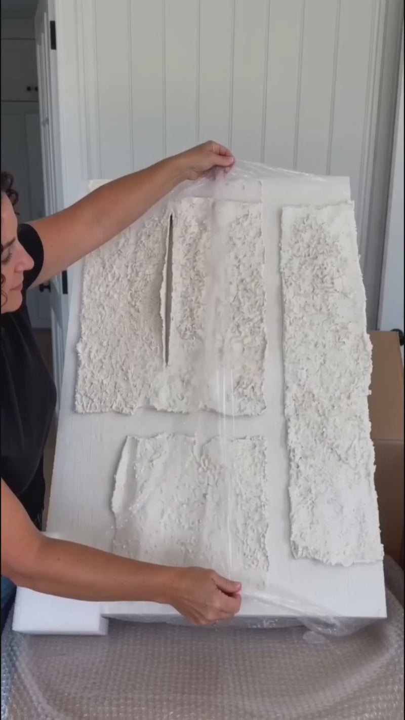 Minimalist 3D White Texture Painting Large Abstract Plaster Wall Art for Modern Homes by MesonArt