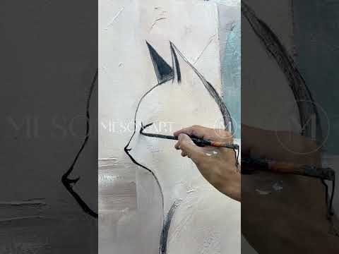 Minimalist Cat Wall Art In Beige And Black For Living Room Bedroom Decor