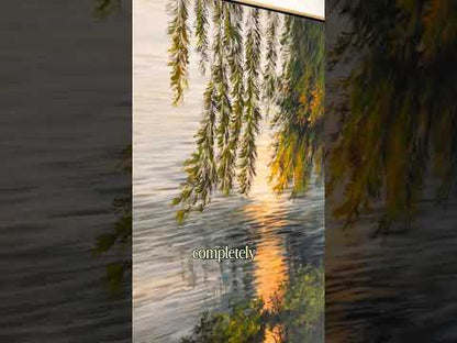 Lakeside Green Leaves Landscape Oil Painting Original Landscape Canvas Art Green Landscape Wall Art