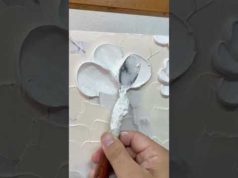 白い花3D石膏アート3D花テクスチャアクリル絵画白い花石膏壁アート