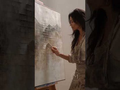 Light Grey Landscape Painting Earthy Abstract Texture Canvas Art for Sale Wabi Sabi Art