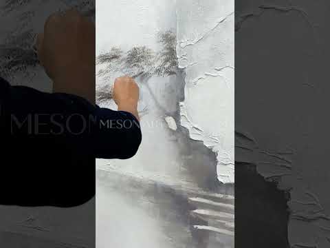 Modern ink landscape painting Black and white wabi-sabi art