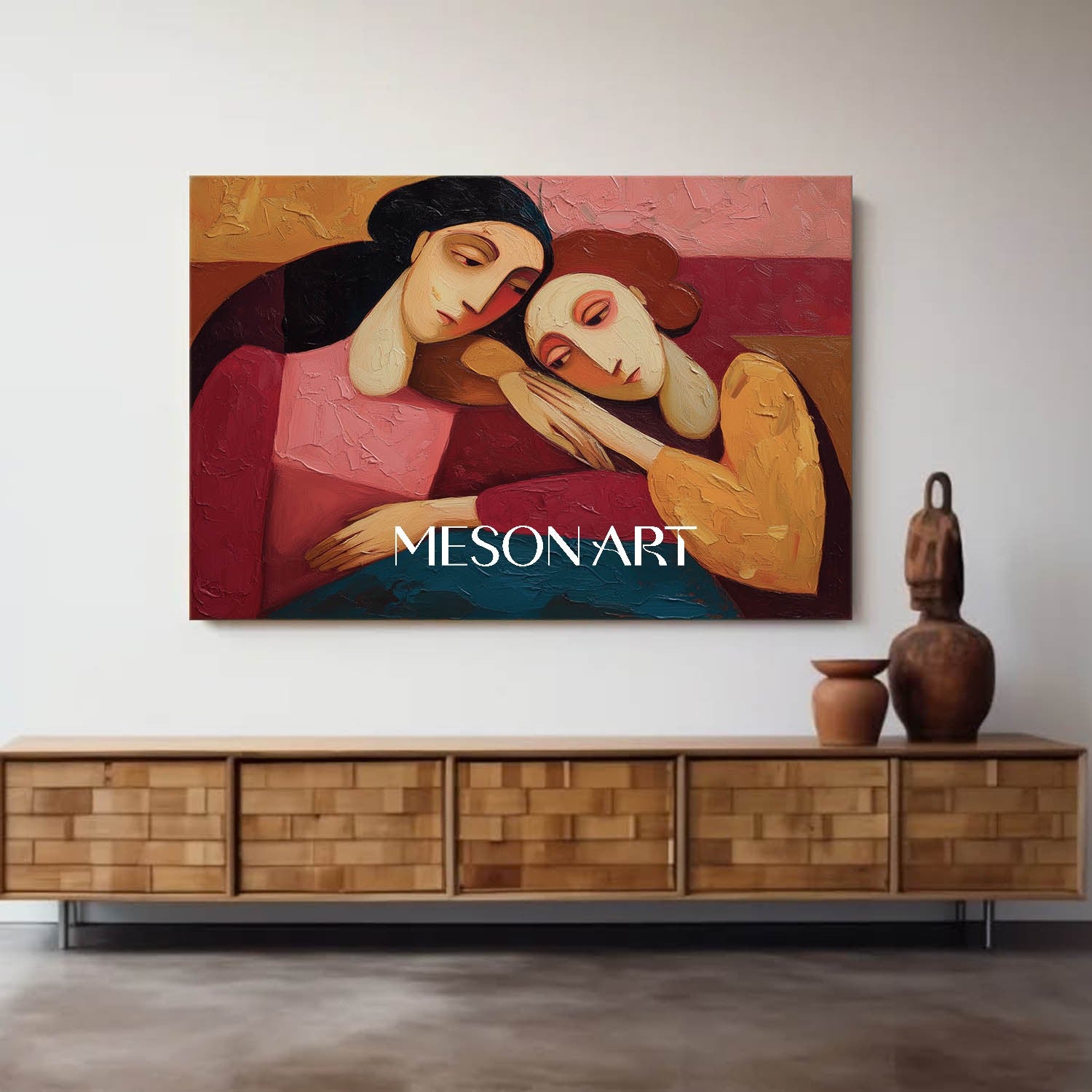 Warm Contemporary Impasto Painting Framed Bedroom Decor Buy Online
