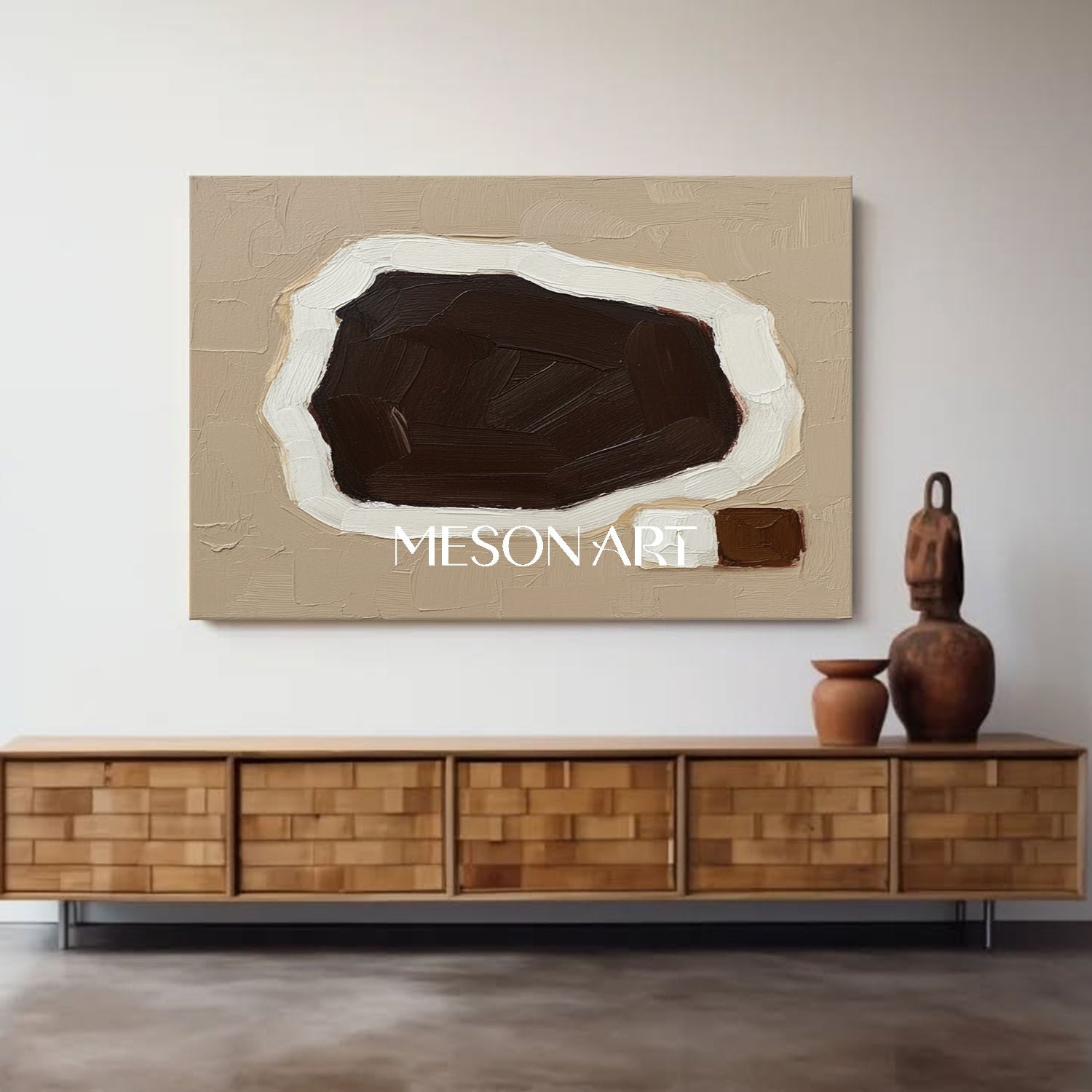 Wabi Sabi Calm Neutral Tone Abstract Canvas Hallway Yoga Studio Online