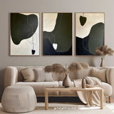Brown and White Minimalist Art 3 Piece Set Wabi-Sabi Wall Art Brown and White Canvas Oil Paintings