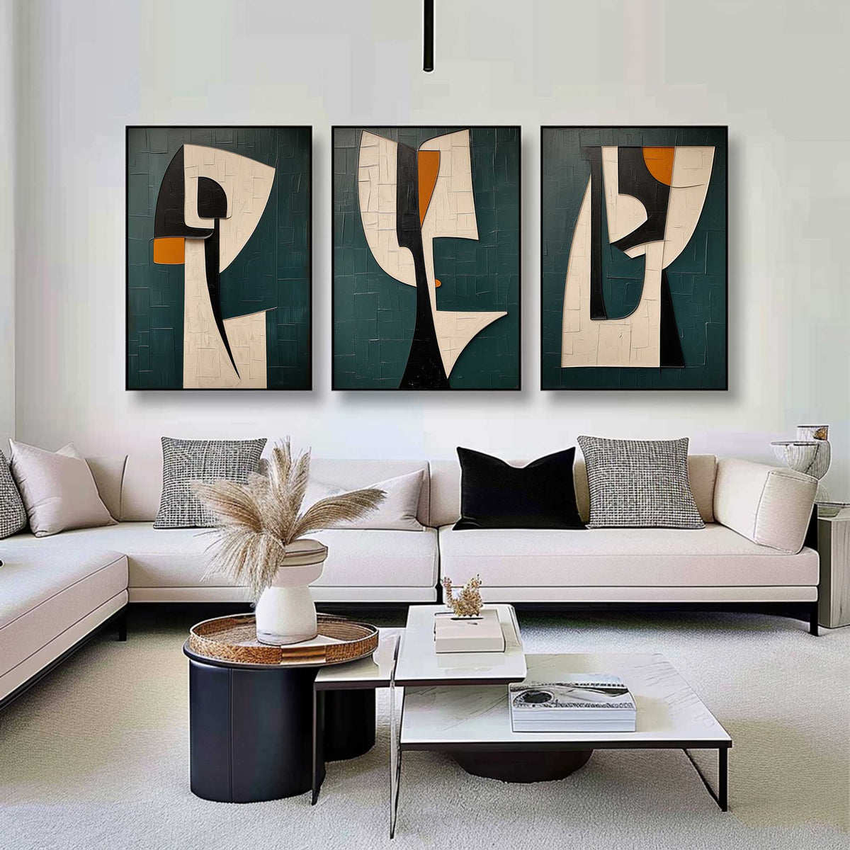 Green Contemporary Minimalist Wall Art 3 Piece Set Green Texture ...
