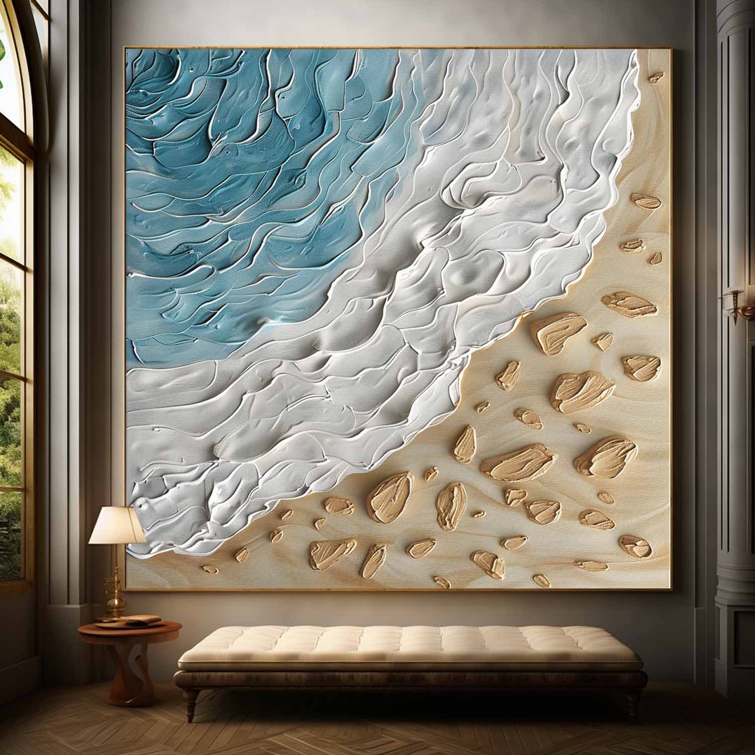 Wave Beach Texture Painting Coast Beach Oil Painting Coast Beach Canvas Wall Art For Sale